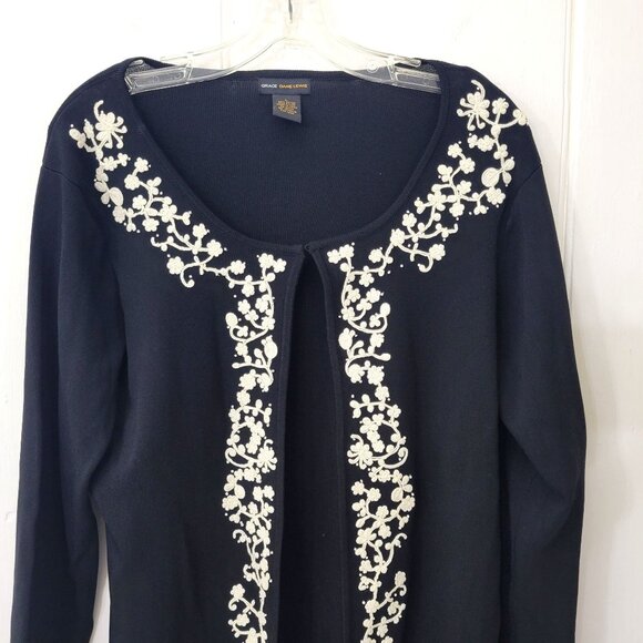 Grace Dane Lewis Women's Cardigan With Embroidered Floral Design - Picture 3 of 6